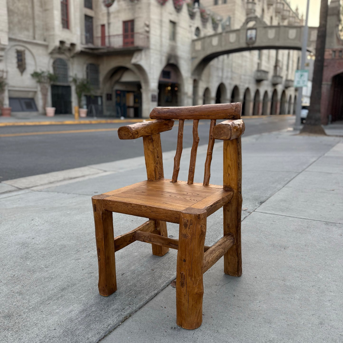 The Hug-Rustic Handmade Reclaimed Wood Armchair – Antique Jujube & Elm, Vintage Farmhouse Accent, Solid Primitive Chair