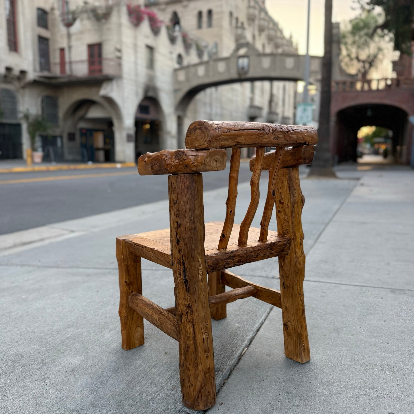 The Hug-Rustic Handmade Reclaimed Wood Armchair – Antique Jujube & Elm, Vintage Farmhouse Accent, Solid Primitive Chair