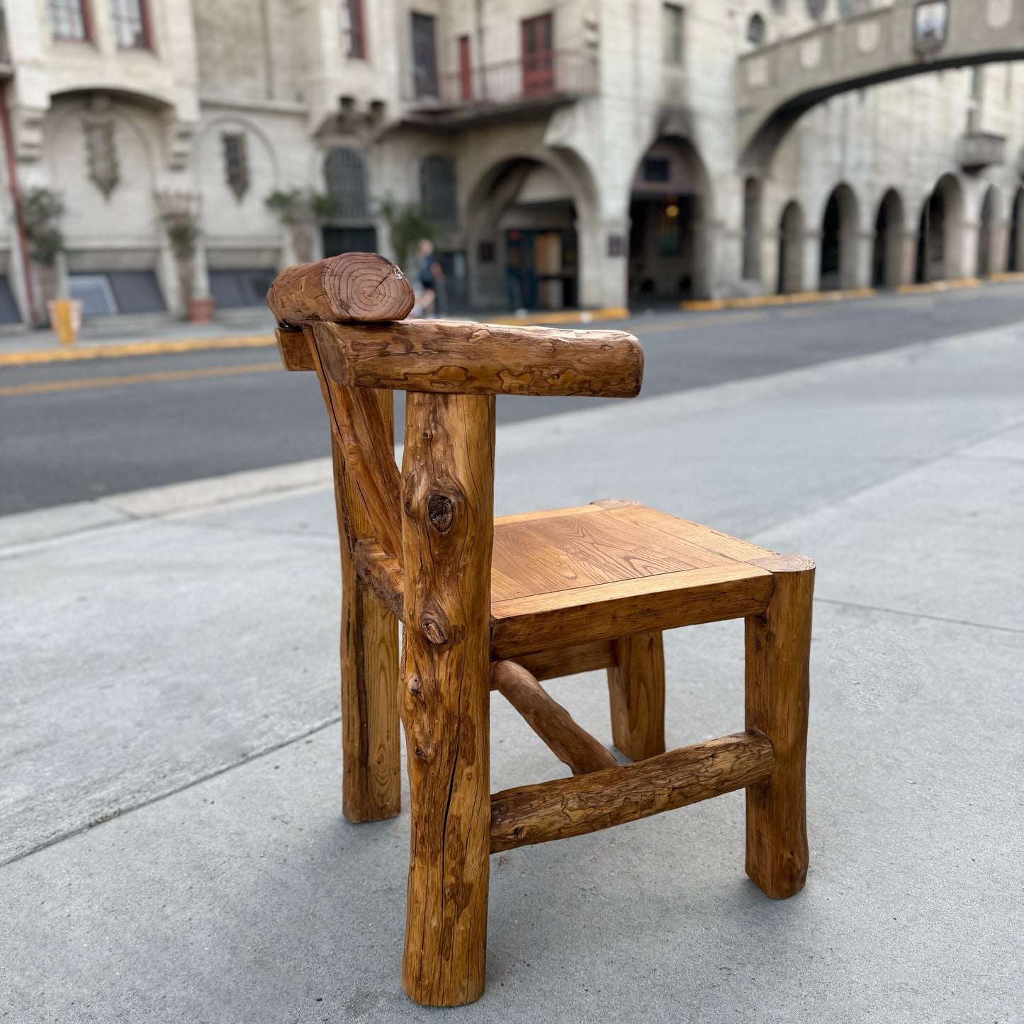 The Hug-Rustic Handmade Reclaimed Wood Armchair – Antique Jujube & Elm, Vintage Farmhouse Accent, Solid Primitive Chair