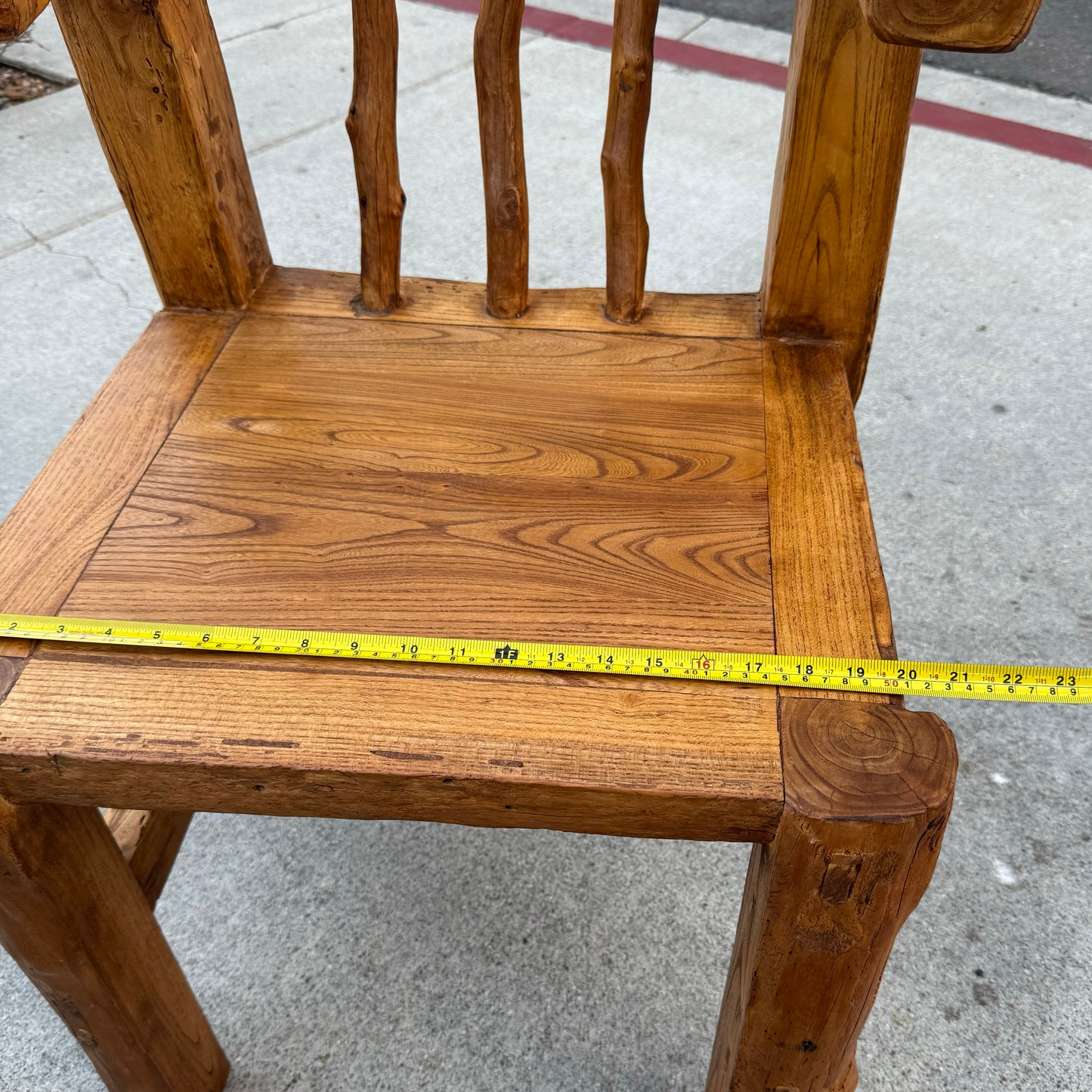 The Hug-Rustic Handmade Reclaimed Wood Armchair – Antique Jujube & Elm, Vintage Farmhouse Accent, Solid Primitive Chair