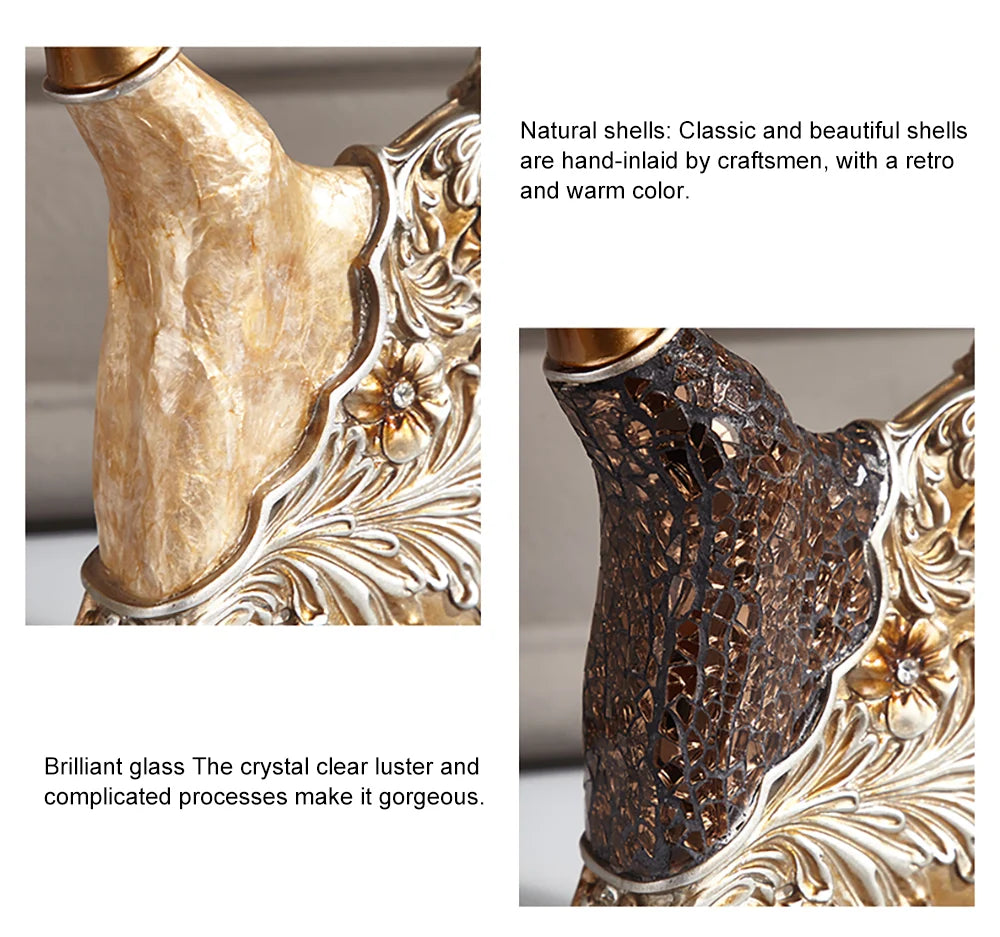 3-Piece Vintage Gold Dancer Sculpture Set with Decorative Shell Plate – Elegant Desktop Decor