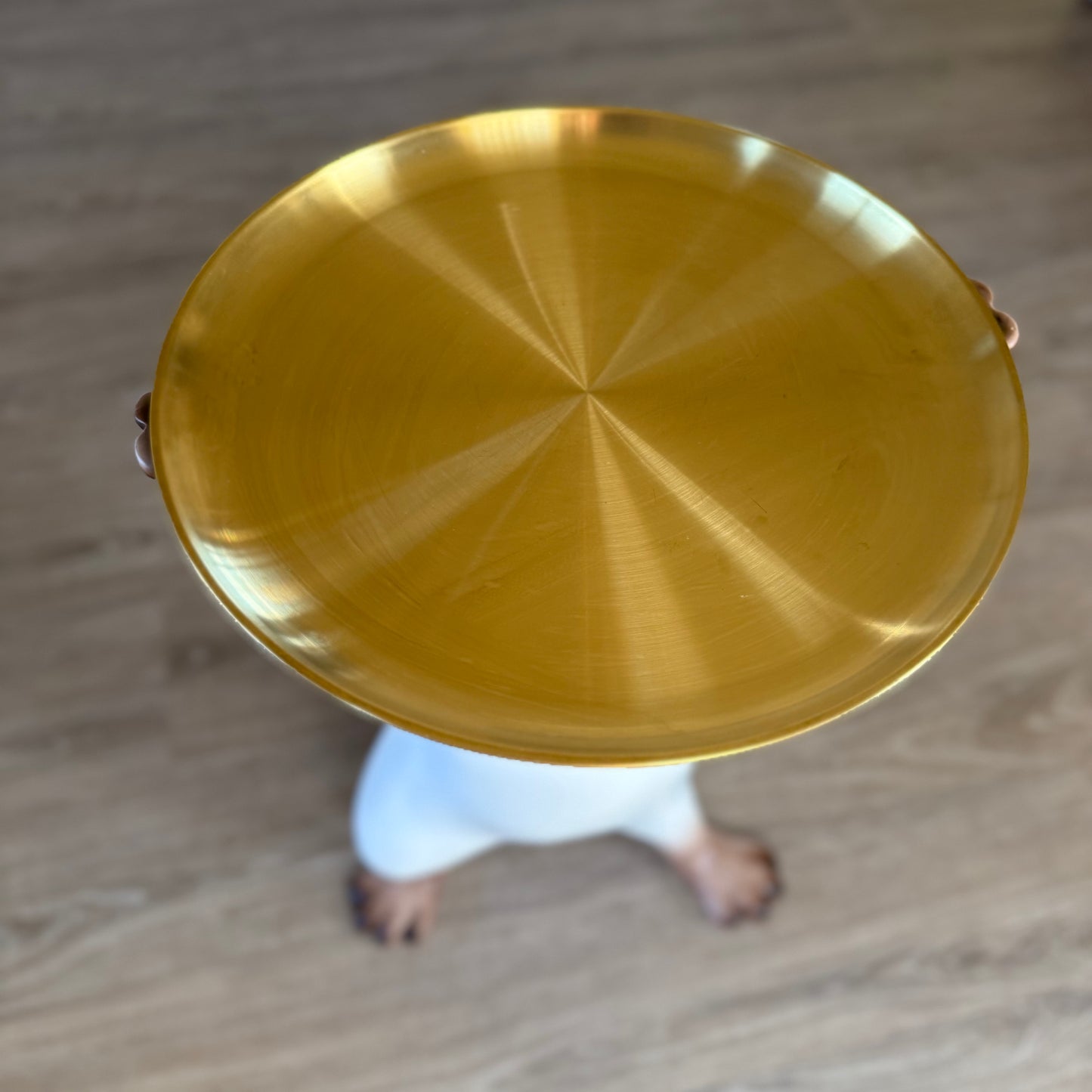 Modern Resin Cat Side Table with Gold Tray – Decorative Floor Figurine End Table