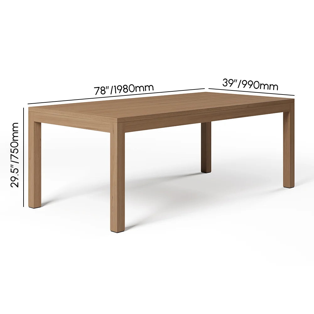 7-Piece Outdoor Dining Set for 6 – Rectangular Table with Rope-Woven Armchairs in Natural Finish