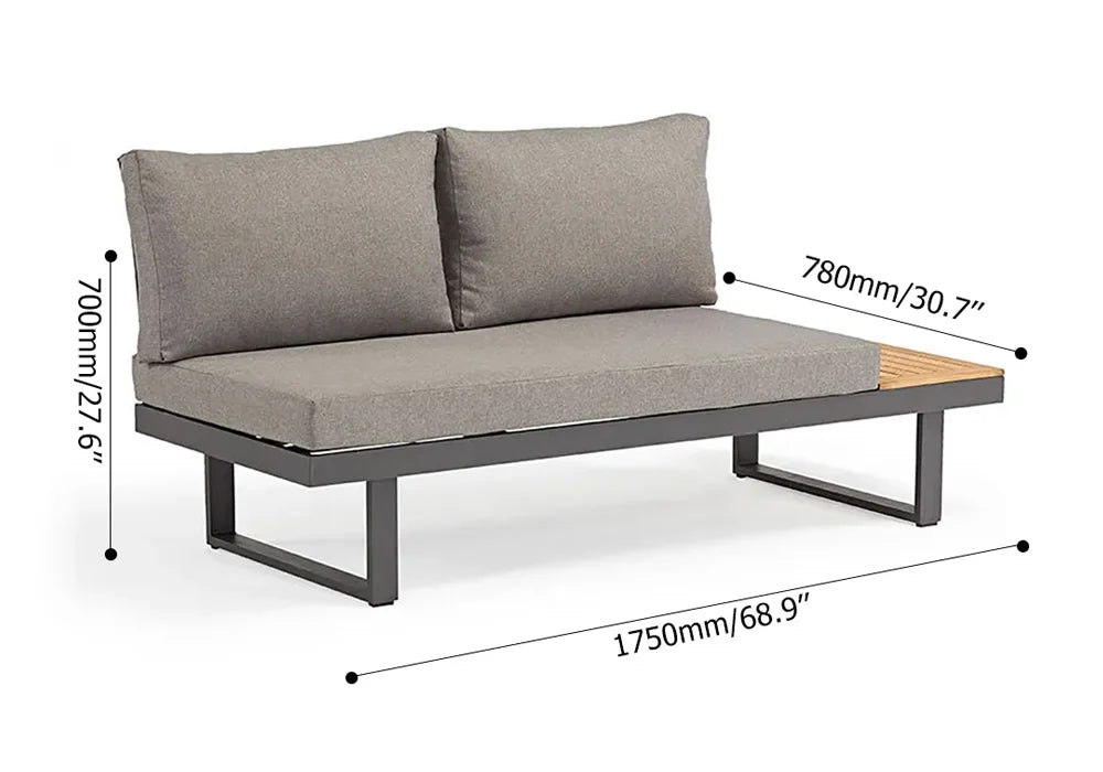 Outdoor Acacia Wood Sectional Sofa Set with Cushions & Side Table – Seats 4