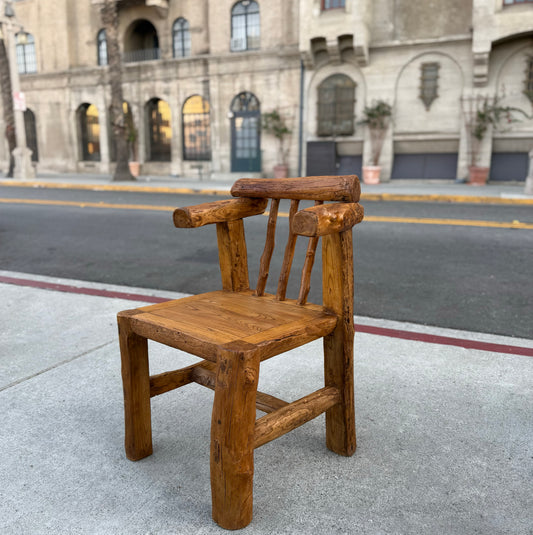 The Hug-Rustic Handmade Reclaimed Wood Armchair – Antique Jujube & Elm, Vintage Farmhouse Accent, Solid Primitive Chair
