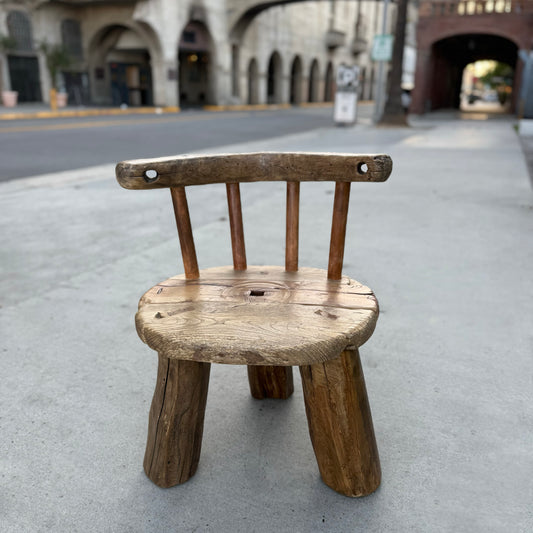 The Eleanor-Rustic Handmade Reclaimed Wood Chair – Antique Chinese Jujube & Elm, Vintage Farmhouse Accent, Solid Wooden Stool, Primitive Rustic Decor