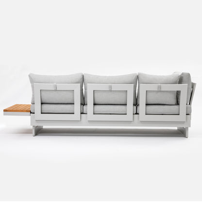 Molise II – Modular Aluminum Outdoor Sofa Set for 6, Gen 2 with Acacia Wood Accent Tables