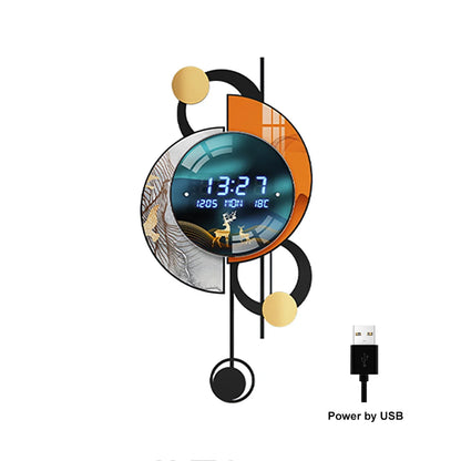 26.4" LED Silent Wall Clock with Multi-Function Display and Voice-Activated Pendulum