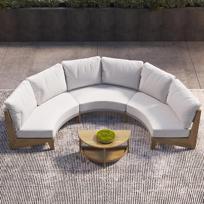 Curved Aluminum Outdoor Round Sectional Sofa Set with Coffee Table – Customizable Frame & Cushion Colors