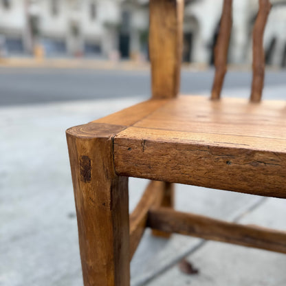 The Hug-Rustic Handmade Reclaimed Wood Armchair – Antique Jujube & Elm, Vintage Farmhouse Accent, Solid Primitive Chair