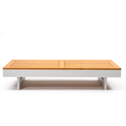 Molise II – Modular Aluminum Outdoor Sofa Set for 6, Gen 2 with Acacia Wood Accent Tables