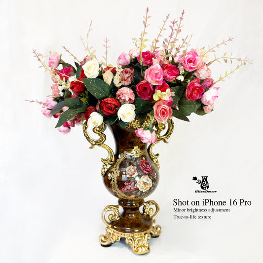 Artificial Vintage Flower Arrangement Vase Set