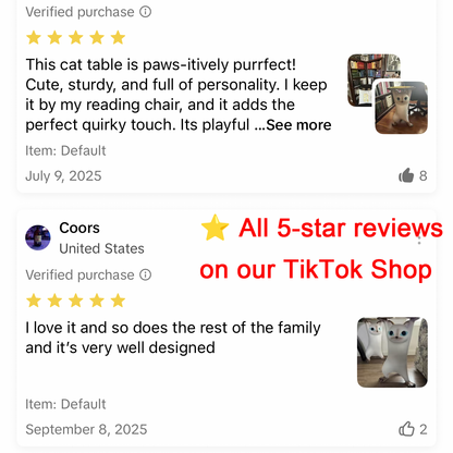 Modern Resin Cat Side Table with Gold Tray – Decorative Floor Figurine End Table