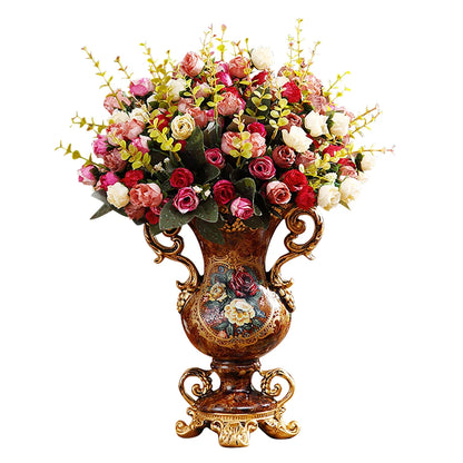 Artificial Vintage Flower Arrangement Vase Set