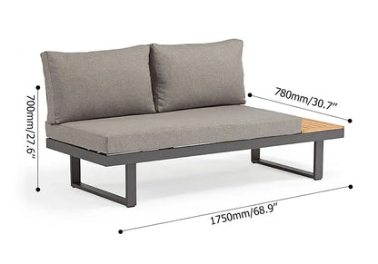 Outdoor Acacia Wood Sectional Sofa Set with Cushions & Side Table – Seats 4