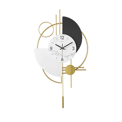 3D Silent Metal Wall Clock with Gold Pendulum – Modern Round Decor for Living Room & Bedroom