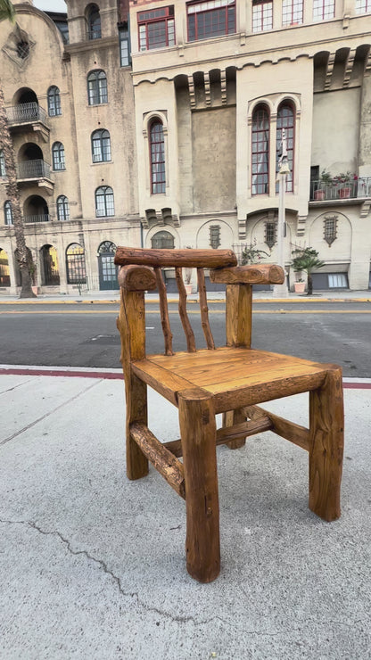 The Hug-Rustic Handmade Reclaimed Wood Armchair – Antique Jujube & Elm, Vintage Farmhouse Accent, Solid Primitive Chair