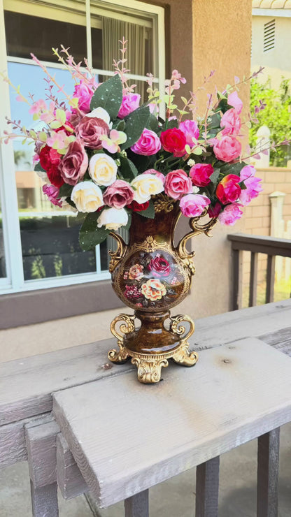 Artificial Vintage Flower Arrangement Vase Set